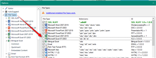 Trados Studio file types list with Bilingual Excel filetype moved above monolingual Excel filetypes.