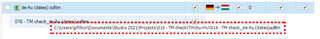 Screenshot of Trados Studio showing a TM path in the project setup window with a red error message indicating a potential path discrepancy.