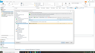 Trados Studio interface showing a project with a warning message about missing translation memory or termbase.