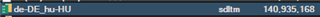 Close-up of Trados Studio status bar showing a translation memory file size of 140,935,168 bytes before optimization.