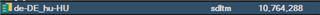 Close-up of Trados Studio status bar showing a reduced translation memory file size of 10,764,288 bytes after optimization.