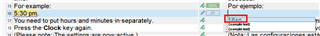 Trados Studio Editor view with a time entry '9:39am' highlighted indicating missing space between 'a' and 'm' in the Spanish-Colombia default time format.