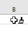 Screenshot showing column B in Excel with a plus sign and paintbrush, indicating the application of Format Painter.
