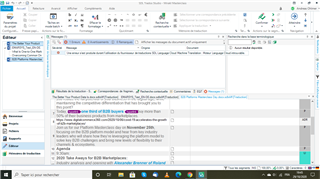 Trados Studio interface showing an error message in a dialog box stating 'The server threw an exception.' in French, with options to see details or close.