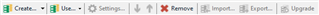 Trados Studio menu with 'Remove' button available and other features greyed out, indicating one or more TMs are selected for removal.