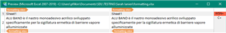 Preview window in Trados Studio displaying a warning message for a segment with formatting tags.