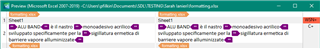 Preview window in Trados Studio showing segments with formatting tags highlighted in purple.