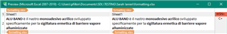 Preview window in Trados Studio displaying a warning message for a segment with applied formatting tags.
