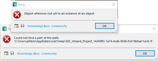 Error dialog box in Trados Studio with message 'Object reference not set to an instance of an object.' with an OK button.