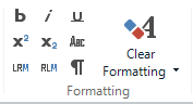 Trados Studio toolbar with text formatting options including bold, italic, underline, superscript, subscript, clear formatting, and text direction controls.