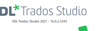 Trados Studio software version displayed as 'SDL Trados Studio 2021 - 16.0.2.3343'.