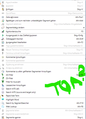 Screenshot of Trados Studio context menu with TQA option highlighted, indicating it is present in the software.