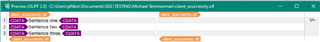 Screenshot of Trados Studio showing incorrect segmentation with multiple sentences combined in one segment.
