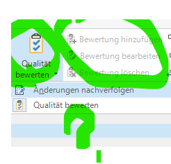 Screenshot of Trados Studio menu with TQA options visible but greyed out, indicating they are not selectable. A green check mark is drawn over the menu.