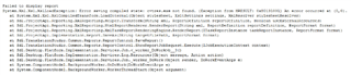 Error message in Trados Studio 2014 showing failure to display Word Count Report with a list of file paths and error details in English.