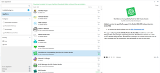 Screenshot of SDL Trados Studio 2021 SR1 version 16.2.1739 welcome screen with a notification about compatibility with the new version.