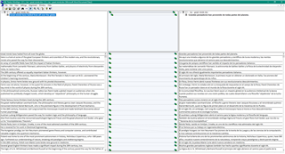 Screenshot of Trados Studio's Winalign tool with the first twelve source segments aligned, demonstrating the tool's capabilities.