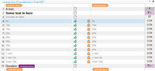 Trados Studio document view after applying filters, showing all content control lines with green checkmarks indicating they have been copied from source to target and locked.