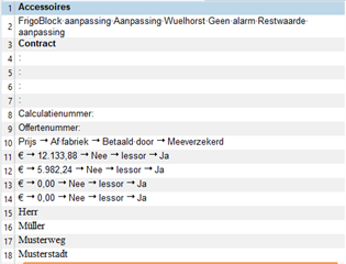 Screenshot of Trados Studio displaying a text document with numbered items from 11 to 18, including 'Herr Muller' and 'Musterweg'. No visible errors or warnings.