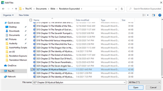 File explorer window showing a list of files with '027 Chapter 26 Mystical Babylon' selected.