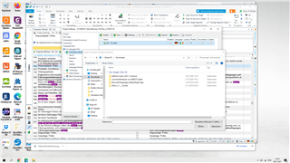 Screenshot of Trados Studio software with an 'Open' dialog box, attempting to locate the TM export file within a folder, but the file is not displayed in the list.