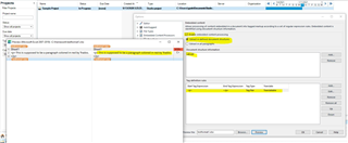Trados Studio 2021 R1 interface showing the 'Embedded Content Processing' settings with a warning message 'The expression is changed externally while editing' and no visible changes in the Preview File.