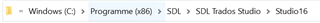 File Explorer window showing the directory path: C drive, Program Files (x86), SDL, SDL Trados Studio, Studio16.
