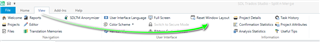 Trados Studio ribbon menu with options for Project, View, Translation, Review, and other features highlighted.