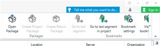 Trados Studio 2019 window showing 'Create Return Package' option greyed out and unclickable.