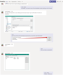 Email conversation with screenshots of Trados Studio settings, highlighting the export of a settings file and a red arrow pointing to a 'KdW.zip' file attachment.