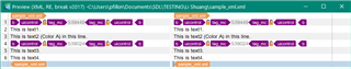 Screenshot of Trados Studio 2021 showing correct segmentation with custom filetype rules applied.