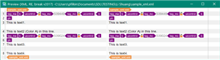 Screenshot of Trados Studio 2017 displaying incorrect segmentation not honoring the exclude segmentation hint.