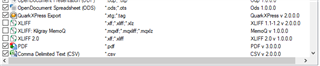 Trados Studio screenshot showing a list of file filters with 'SDLXLIFF' and 'SDLXLIFF (Legacy Mode)' highlighted, indicating they were disabled to resolve an issue.