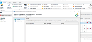 Close-up of Trados Studio 2017 settings with the Machine Translation with Adaptive Engine option disabled.