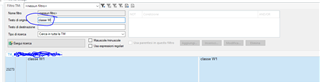 Trados Studio screenshot of the TM search window with 'classe W' entered in the search field, highlighting that only 'classe W1' appears in the search results.