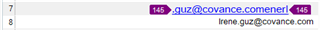 Screenshot showing an email address highlighted with BiDi control markers in Trados Studio.
