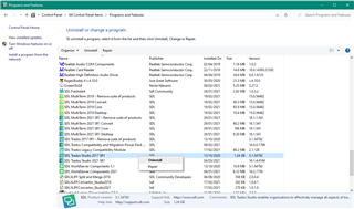 Control Panel window with 'WorldServer Components 5.1' selected and the 'Repair' button highlighted indicating the action to be taken.