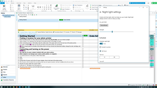 Screenshot of Trados Studio interface with Night Light settings on, showing shaded segments between texts.