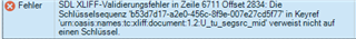 Error message in Trados Studio stating 'SDLXLIFF-Validator: In line 2618 at Offset 2351: In keyref SDLUniqueId type xxxxxxxx-xxxx-xxxx-xxxx-xxxxxxxxxxxx the keyref 'urn:oasis:names:tc:xliff:document:1.2' to 'g' refers to a key that does not exist.'