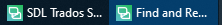 Taskbar showing SDL Trados Studio application icon and a separate 'Find and Replace' window icon indicating it is open.