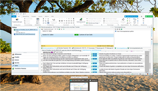 Trados Studio screenshot showing the main interface with multiple windows open, but the Find and Replace Window is not visible.