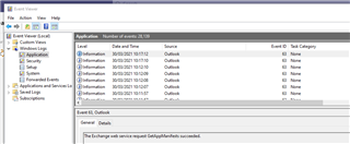 Screenshot of Windows Event Viewer showing a list of events with details such as Level, Date and Time, Source, Event ID, and Task Category. No visible errors or warnings related to Trados Studio.