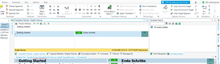 Screenshot of Trados Studio with the Translation Results window docked in place, displaying Translation Results and Concordance tabs for easy switching.