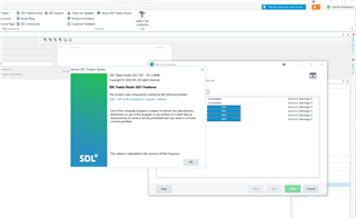 Trados Studio screenshot showing a 'Term Base Viewer' error message indicating 'No term bases (TBs) are available'. A list of term bases is empty and a 'New Term Base' button is visible.