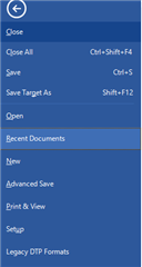 Trados Studio File menu opened inadvertently, displaying options like Close, Save All, Save Target As, and Open.