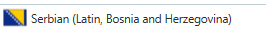 Trados Studio language option for Serbian (Latin, Bosnia and Herzegovina) with corresponding flag icon.