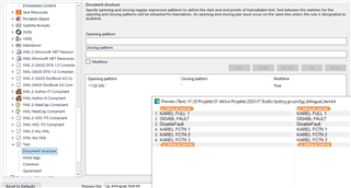 Trados Studio screenshot showing the 'Advanced Options' tab with 'Segmentation Rules' section. Multiple rules are listed with 'KAREL_FAIL' warnings highlighted in orange.