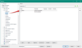 Trados Studio screenshot showing the File Types options menu with a red arrow pointing to the 'XML' option.
