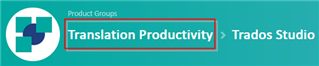 Screenshot of Trados Studio product group banner with 'Translation Productivity' and 'Trados Studio' labels.