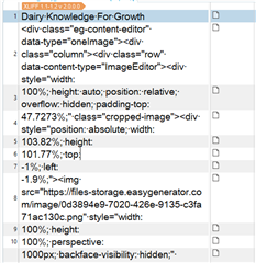 Screenshot of Trados Studio showing a segment of code within the SDLXLIFF file, including HTML tags and attributes.